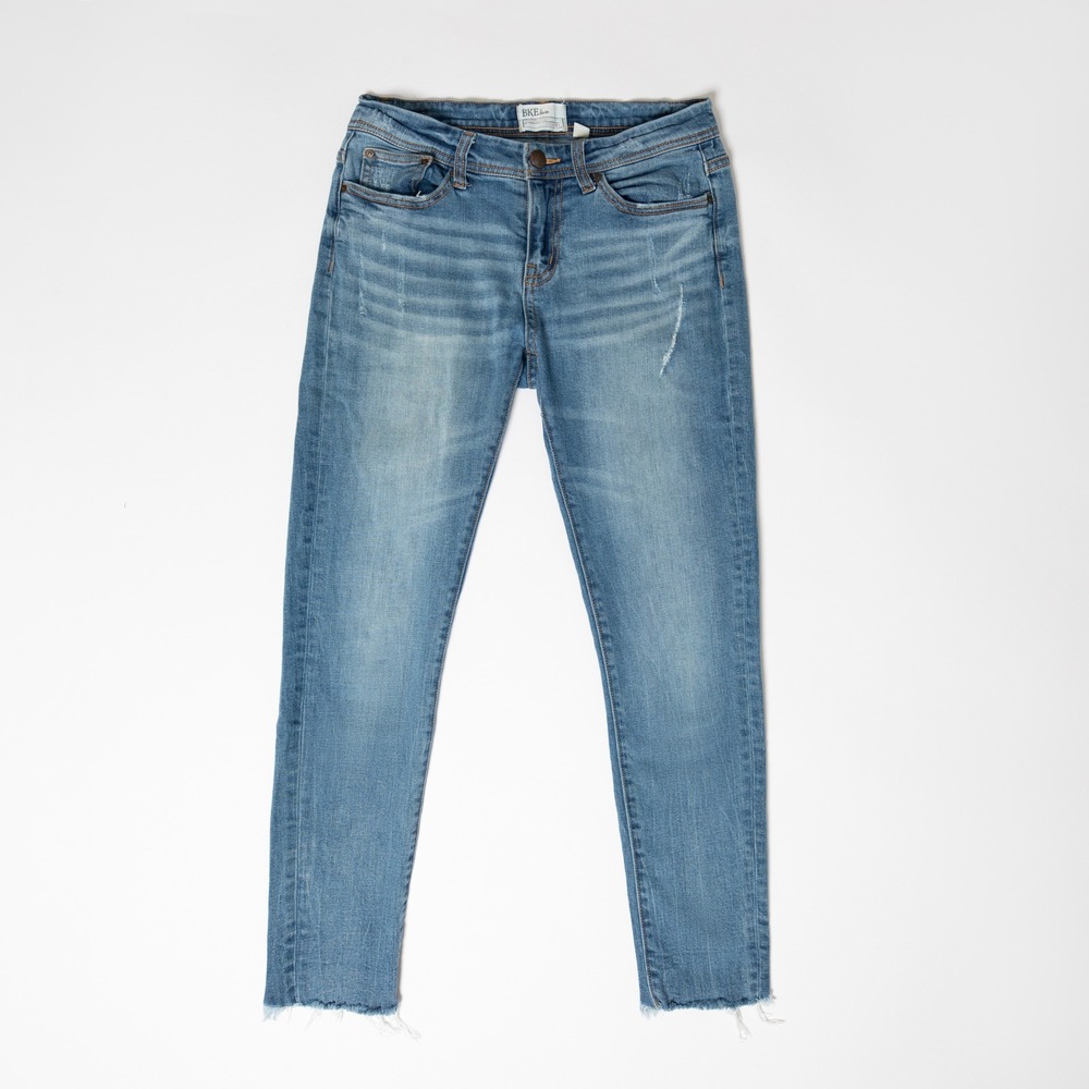 BKE Denim Bella Skinny Jeans Women's Size 27 Distressed Frayed Hem Ankle Crop